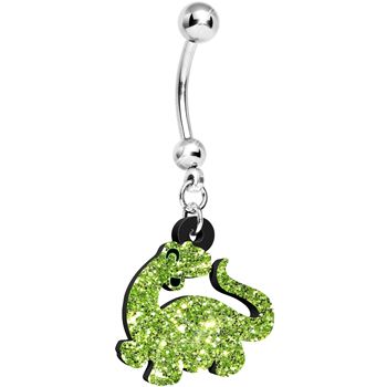 dinosaur Belly Button Rings | Parrot Green Glitter Dinosaur Dangle Belly Ring - it's called a "parrot green glitter dinosaur" belly ring, and somehow i DON'T own it yet?! Dinosaur Belly Button Ring, Green Hello Kitty, Bellybutton Ring, Bellybutton Rings, Parrot Green, Ring Guide, Dangle Belly Rings, Button Rings, Belly Ring