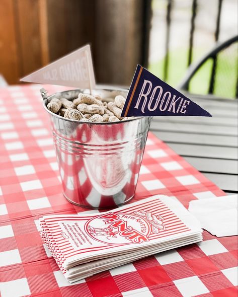 Rookie Year Table Decor, Rookie Of The Year Table Decorations, 1st Birthday Food, Sandlot Birthday, 1st Birthday Foods, Baseball First Birthday, Baby First Birthday Themes, Baseball Birthday Party, Rookie Of The Year