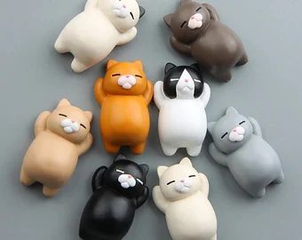 Magnet Sticker, Cat Magnets, Sleepy Kitty, Chat Kawaii, Clay Magnets, Fridge Stickers, Lazy Cat, Sleepy Cat, Refrigerator Magnet