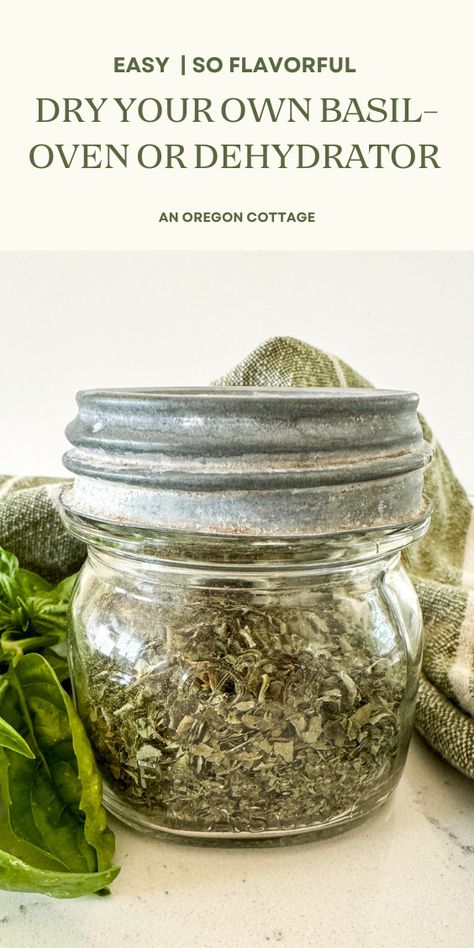 Learn how to dry basil with an oven or dehydrator with these easy-to-follow steps along with tips and ideas to use dried basil all winter long. Dry Basil, Cottage Meals, Best Herbs To Grow, Roasted Tomato Sauce, Dried Basil, Homemade Soup Recipe, Easy Slow Cooker Recipes, Dehydrated Food, Easy Snack Recipes