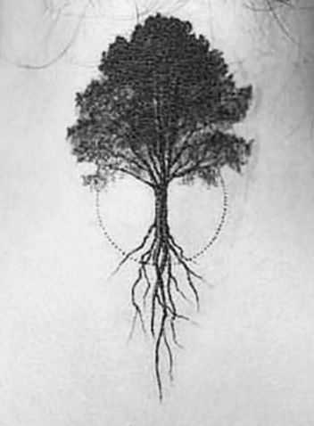 Remember Your Roots Tattoo, Tree Root Tattoos For Women, Two Trees Tattoo, Old Tree Tattoo, Ash Tree Tattoo, Tree Back Tattoo, Geometric Tattoo Tree, Tree Roots Tattoo, Balance Tattoo