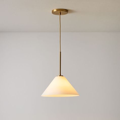 Linen Shade Pendant Light, Neutral Kitchen Pendant Lights, Glass Kitchen Pendant Lights Over Island, Milk Glass Pendant Light Kitchen Island, Canopy Glass, Cone Pendant Light, Cottage Lighting, Kitchen Lights, Kitchen Refresh