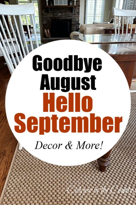 White kitchen chair and seagrass rug. Fall Decorating 2024, September Decorating Ideas, Simple Fall Decor Ideas For The Home, Goodbye August Hello September, September Decor, August Hello, Goodbye August, Ways To Say Goodbye, Welcome September