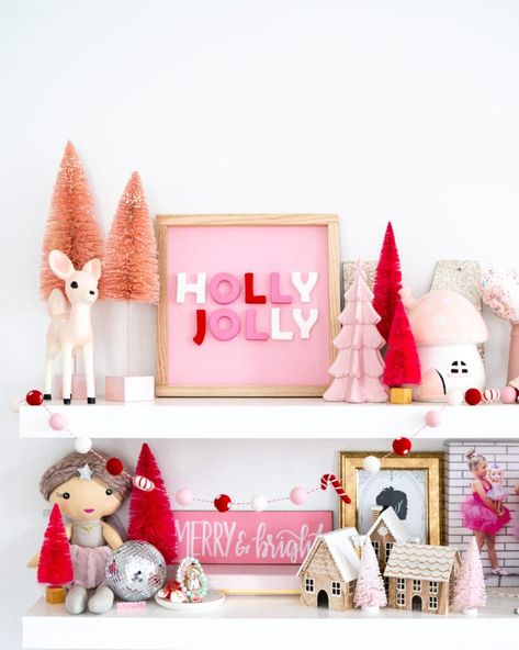 I'm in love with our little girls Christmas bedroom decor and I'm sharing all the details with you here! This adorable rose gold tree in the perfect girly touch, along with pink bottle brush trees and holiday bedding. #christmas #christmasdecor #christmastree #holidaydecor #girlsbedroom #girlsbedroomdecor #girlsroom #kidsdecor Kids Christmas Bedroom, Pink Christmas Bedroom, Pink And Red Christmas, Red Christmas Decorations, Christmas Bedroom Decor, Preppy Christmas, Pink Xmas, Christmas Bedding, Pink Christmas Decorations