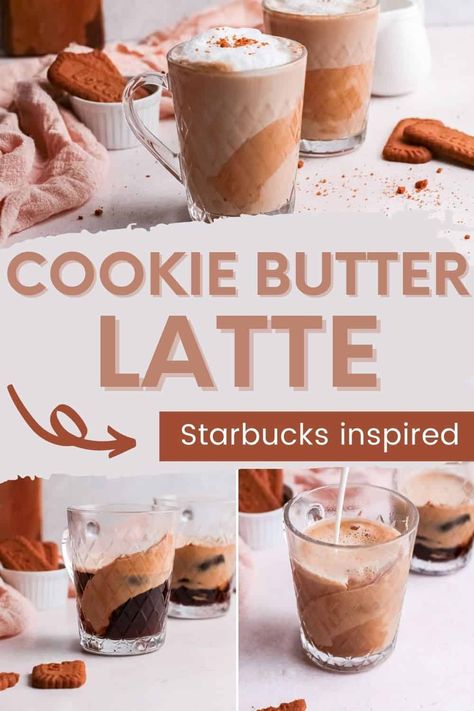 This homemade cookie butter latte is quick and easy to make and tastes delicious. Hot, sweet and strong, a lotus biscoff coffee drink is the perfect way to enjoy biscoff cookie butter at home | Biscoff coffee recipe | DIY cookie butter latte recipe | Coffee drinks recipes | Hot coffee recipes Coffee Recipes Espresso, Starbucks Espresso Drinks At Home, Fun Espresso Drinks, Diy Espresso Drinks, Cookie Butter Iced Latte, Cookie Butter Coffee Recipe, Cookie Butter Coffee Syrup, Hot Nespresso Recipes, Hot Espresso Drink Recipes