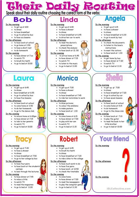 Daily Routine Worksheet, Speaking Activities English, Speaking Cards, Adolescent Health, English Exercises, Speaking Activities, English Classroom, English Activities, Esl Teaching