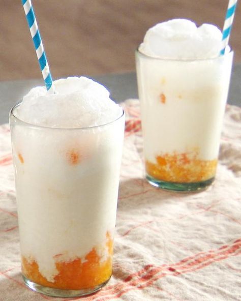 In a Float - Make a fun, fizzy dessert in no time by pouring club soda into a glass filled with scoops of ice cream. Try using different flavors and adding a shot of instant espresso, if you like. Creamsicle Float, Float Recipes, Martha Stewart Recipes, Milk Shakes, Orange Creamsicle, Ice Cream Desserts, Smoothie Shakes, Smoothie Drinks, Frozen Desserts