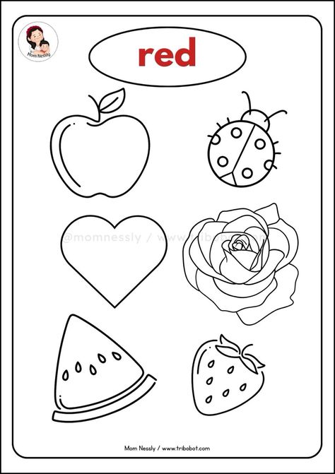 Red Objects Preschool, Red Color Worksheets Preschool, Red Crafts For Kids, Red Crafts For Toddlers, Inside Toddler Activities, Red Colour Activity For Preschool, Red Worksheets For Preschool, Red Activities For Toddlers, Colors Theme Preschool