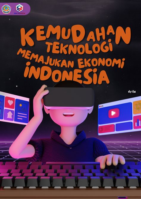 Poster Teknologi Digital, Poster Teknologi, Ilmu Ekonomi, Graphic Shapes Design, Let's Make Art, Creative Banners, Social Campaign, Infographic Poster, Canva Tutorial