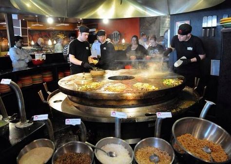 Hu Hot Mongolian Grill is a fun place to eat, you make your own concoctions and they are cooked for you. Mongolian Barbecue, Mongolian Grill, Concept Restaurant, Buffet Style, Styling A Buffet, Sioux Falls, Sioux, Cheese Fondue, Places To Eat