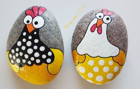 Painted Rocks Chickens, Friendship Rocks, Record Painting, Pet Rock, Garden Rock Art, Rock Painting Tutorial, Diy Rock Art, Painted Rock Animals, Chicken Crafts