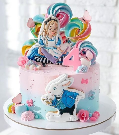 1st Bday Cake, Patisserie Design, Perfect Sugar Cookies, Alice In Wonderland Cakes, Tiny Cakes, Girly Cakes, Cake Decorating Piping, Dessert Cake Recipes, Baby Birthday Cakes