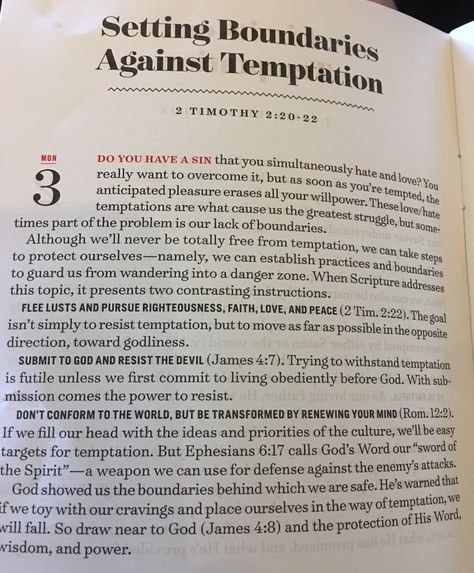 Setting boundaries against temptation Scripture For Temptation, Jesus Calling Devotional, Bible Quotes About Faith, Bible Topics, Bible Study Notebook, Bible Study Verses, Bible Study Notes, Setting Boundaries, Bible Teachings