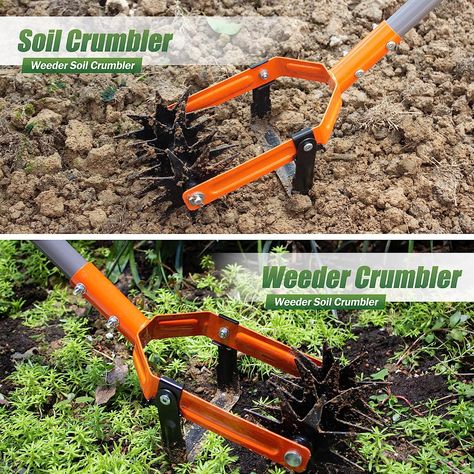 Walensee Rotary Cultivator Tool, Adjustable Garden Hand Tiller with Stainless Steel Pole, 2-in-1 Garden Weeder and Crumbler Soil Cultivator Tool with Weeding Knife for Soil Mixing or Reseeding Grass : Amazon.ca: Patio, Lawn & Garden Garden Cultivator, Garden Hand Tools, Planting Seeds, Soft Rubber, Weeding, Star Shape, Lawn Garden, Garden Tools, Soil