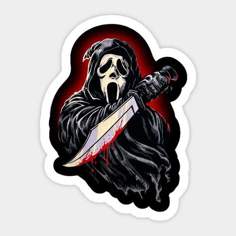 #stickers #dashakulkova #scream Ghostface Sticker, Horror Stickers, Arte Aries, Scream Ghostface, Halloween Party Balloons, Art Merch, Scary Movie Characters, Scream 6, Creepy Tattoos