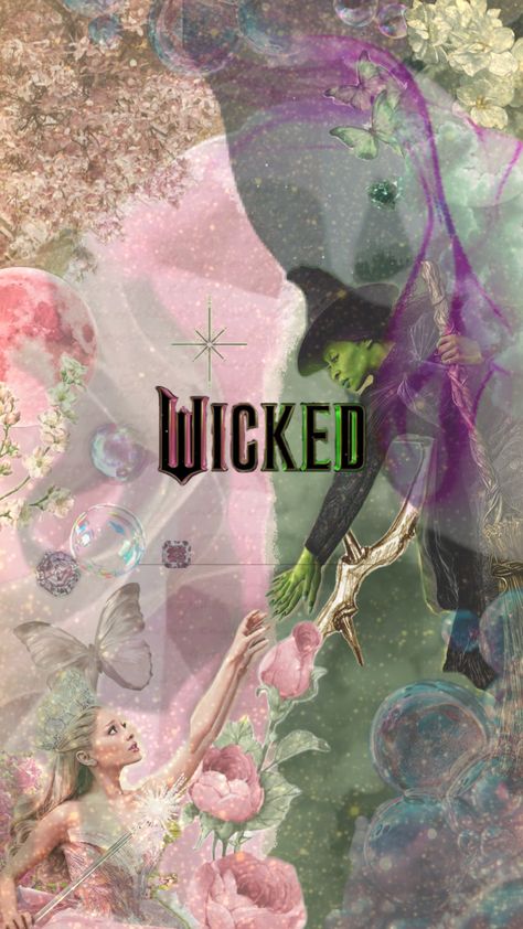 Wicked 🧙‍♀️👸 #wicked #wickedthemusical #arianagrande Wicked Movie 2024 Wallpaper, Wicked Musical Background, Wicked Matching Wallpaper, Wicked Christmas Wallpaper, Wicked Collage Wallpaper, Wicked Laptop Wallpaper, Wicked Wallpaper Ipad, Wicked Screensaver, Wicked Background Aesthetic