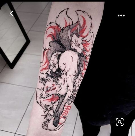 Nine Tailed Fox Tattoo Design, Japanese Fox Tattoo, Nine Tailed Fox Tattoo, Japanese Art Tattoo, Japanese Tattoo Sketch, Fox Tattoo Sketch, Tattoo Design Japanese, Fox Tattoo Meaning, Art Tattoo Ideas