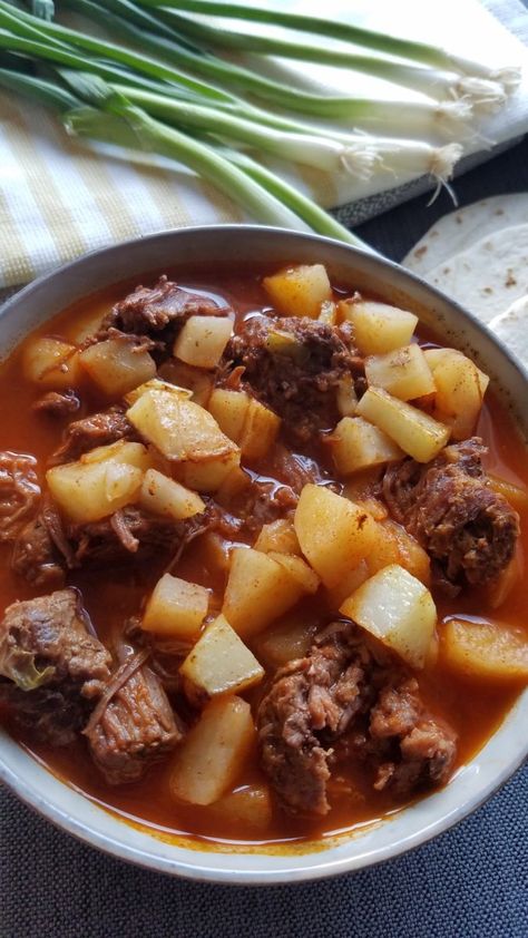 Red Chile Stew - Powered by @ultimaterecipe Red Chile Stew New Mexico, Red Chili Stew With Potatoes, New Mexico Red Chilli, Red Chili Stew Recipes, Christmas Beef Stew, New Mexico Red Chili Recipes, Red Chili Stew, Red Chile Recipes, Chili Stew Recipe