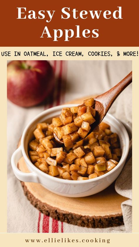 Healthy Stewed Apples Recipes, Cinnamon Stewed Apples, Stewed Apple Oatmeal, Best Stewed Apples, Stew Apples Recipes, Stewed Cinnamon Apples, Apple Meal Prep, Stewed Apples Recipes Simple, Easy Stewed Apples