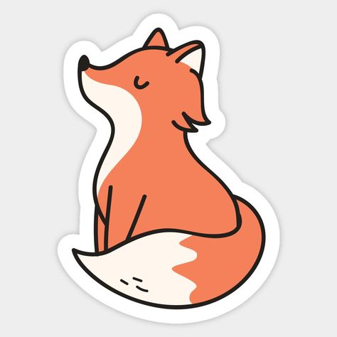 Cartoon Fox Drawing Easy, Cute Fox Stickers, Fox Cute Drawing, Cute Fox Drawing Easy, Fox Cartoon Drawing, Fox Head Drawing, Fox Drawing Cute, Easy Fox Drawing, Foxes Drawing