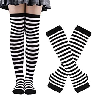 Goth Ideas, American Festivals, Striped Gloves, Striped Knee High Socks, Halloween Socks, Over The Knee Socks, Thigh High Socks, Long Socks, Striped Socks