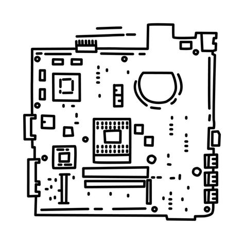 Motherboard Laptop Icon. Doodle Hand Drawn or Outline Icon Style. Motherboard Drawing, Laptop Icon, Computer Drawing, Mother Board, Icon Style, Outline Drawings, Motherboard, Drawing For Kids, Doodle Art