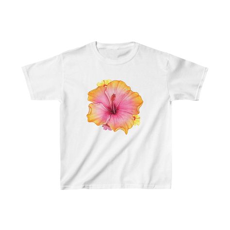 Hibiscus Flower Aesthetic, Luau Shirts, Baby Tees 90s, Red Hibiscus Flower, Hibiscus Shirt, Aesthetic Baby, Red Hibiscus, Y2k Baby Tee, Tropical Shirts