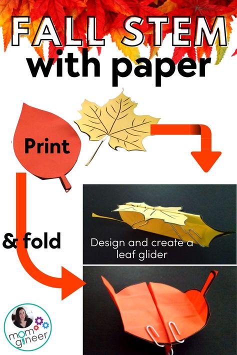 Create a leaf glider! Print, fold, and fly! This simple STEM challenge can be used with a wide range of grades and is great for fine motor skills practice too! Leaf Stem Activities, Simple Stem Projects, Fall Stem Challenges, Simple Stem Challenges, Fall Stem Activities, Raking Leaves, Engineering Design Process, Fall Stem, Stem Activity