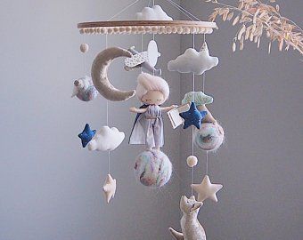 Baby mobiles and decor-Magic Personalised Eco por LittleBOOdecor Little Prince Nursery, Wool Mobile, Airplane Mobile, Prince Nursery, Planet Mobile, Whale Mobile, Boy Mobile, Baby Mobil, Baby Boy Mobile