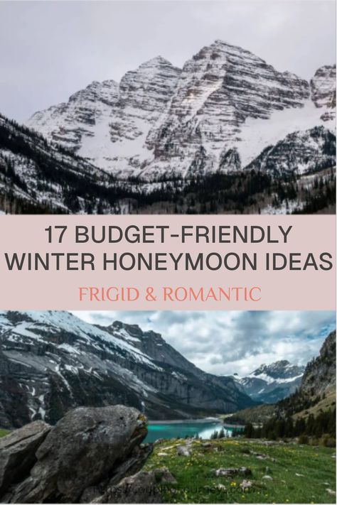 If you're dreaming of a winter honeymoon without breaking the bank, explore these 17 budget-friendly destinations perfect for couples. From the magical Swiss Alps, where you can enjoy ice skating and winter hiking together, to the breathtaking slopes of Aspen for skiing and hot air balloon rides, there's a perfect escape for every couple! These winter getaway spots will offer you romantic experiences filled with cozy lodgings amidst snow-covered landscapes, ideal for creating everlasting memories even while sticking to a budget. Cold Honeymoon Destinations, Romantic Winter Getaways In The Us, Cozy Honeymoon, Winter Honeymoon Destinations, Hiking Together, Aspen Resort, Romantic Winter Getaways, Winter Honeymoon, Northern Lights Viewing