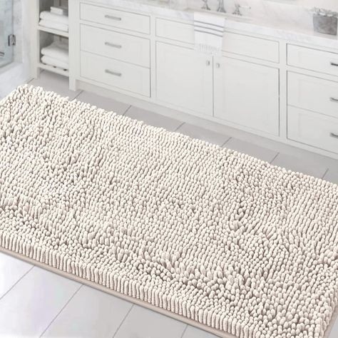 Bathroom Rugs Bath Mats for Bathroom Non Slip Luxury Chenille Bathroom Runner Rug 24x47 Extra Soft and Absorbent Shaggy Rugs Washable Dry Fast Plush Area Carpet Mats for Bath Room, Tub - Ivory Large Bathroom Rug Ideas, Bathroom Runner Rug Ideas, Bathroom Rugs Ideas Master, Bath Mat Runner, Large Bathroom Rugs, Spa Oasis, Bathroom Runner, Bathroom Runner Rug, Shaggy Rugs