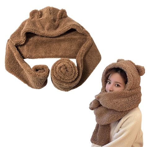 PRICES MAY VARY. Stylish and Comfortable: Bear Ear Beanie Hat Scarf that is both cute and comfortable to wear. The set includes a beanie hat and scarf, making it easy to carry for outings. The material is soft to the touch, providing comfort while showcasing your style. Premium Material: The knit beanie hat is fleece-lined inside, offering a fuzzy and fluffy texture that is soft, warm, and skin-friendly. It's an ideal choice for keeping your head and neck warm during cold days in fall and winter Bear Ear Beanie, Scarf Making, Knitting Bear, Fluffy Hat, Hat For Winter, Ear Beanie, Beanie Scarf, Kawaii Bear, Fluffy Texture