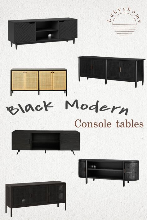 Black Tv Stand And Coffee Table, Media Table Tv Consoles, 70 Inch Console Table, Black Tv Stand Decor, Black Tv Stand Living Room, Black Tv Stand Living Room Decor, Black Console Cabinet, Tv Console Tables, Black Tv Console Living Room