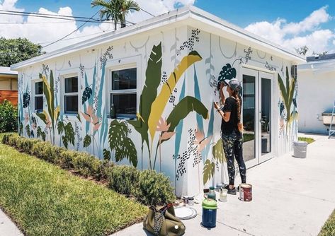 Poolside Mural, Pool Graphic, House Flip, Pool Side, Restaurant Branding, Flipping Houses, Coffee Bean, Backyard Pool, Boutique Shop