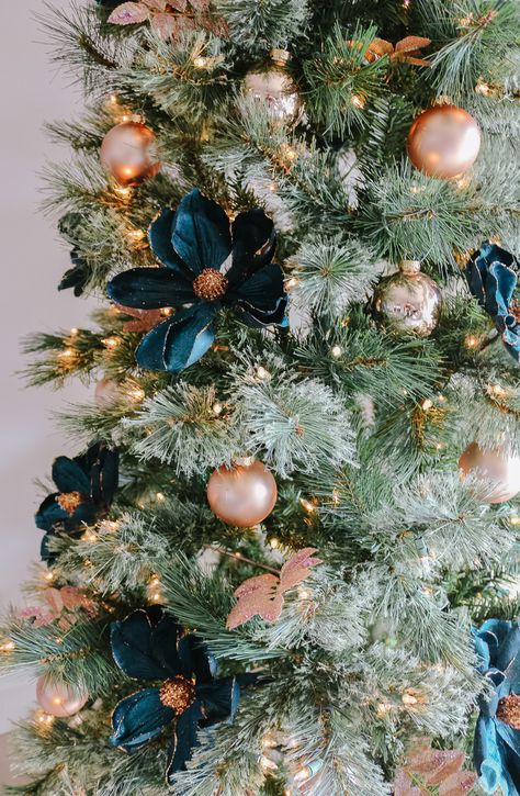 Modern Farmhouse Christmas Living Room with Navy + Copper + Rose Gold Navy Blush Gold Christmas Tree, Teal Orange Christmas Tree, Blue And Rose Gold Christmas Decor, Navy And Rose Gold Christmas Tree, Rose Gold And Navy Christmas Tree, Navy Blue And Rose Gold Christmas Tree, Blue And Rose Gold Christmas Tree, Navy And Copper Christmas Decor, Rose Gold And Blue Christmas Tree