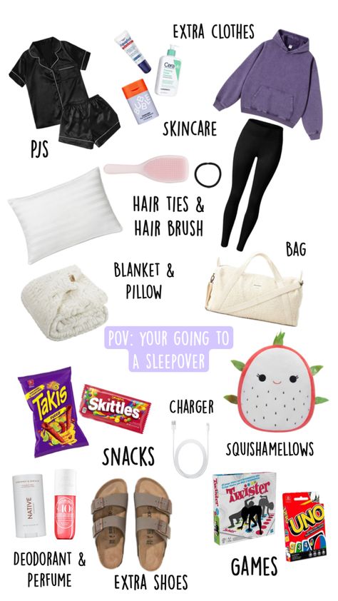 These are somethings you should definitely bring to a sleepover to have a great time Sleepover Packing, Sleepover Packing List, Summer Camp Packing, Fun Sleepover Activities, What To Pack For Vacation, Sleepover Essentials, Money Wallpaper Iphone, Sleepover Bag, School Kit