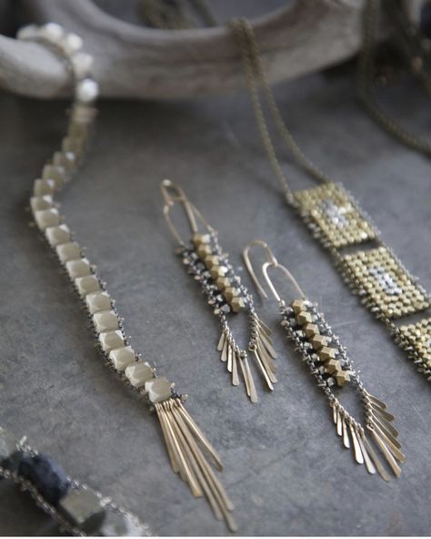 I’m thinking about bringing back some vintage Demimonde styles like these winged tassel earrings and the long ladder necklace. Yes… from 15 years ago. What do you think?? Demimonde Jewelry, Tambour Beading, Beach Jewelry Boho, Jewelry Product Shots, Metalsmithing Jewelry, Product Shots, Beautiful Beadwork, Head Jewelry, Beaded Jewellery