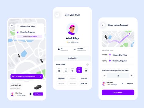 Ride Sharing App, Ride App, Moodboard App, Cycling App, Driver App, Mobile App Design Inspiration, App Interface Design, Booking App, Ticket Design