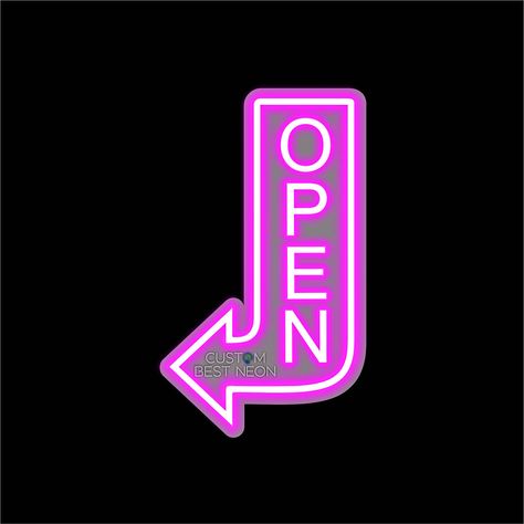 Outdoor bar open sign with arrow, Door signs for business in the form of neon arrow open sign, Neon Lighted open sign arrow outdoor Bar by CustomBestNeon on Etsy We're Open Sign Business Pink, Close Open Sign, We're Open Sign Business, Neon Arrow Sign, Neon Open Sign Aesthetic, Open Close Sign, Signs For Business, Neon Open Sign, Advertising Methods