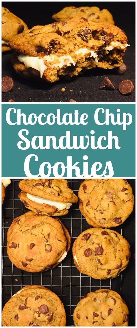 Chocolate Chip Sandwich Cookies Chocolate Chip Cookies Sandwich, Cookie Sandwiches, Chocolate Chip Sandwich Cookies, Cookie Sandwich, Dessert Simple, Dessert Bar Recipe, Best Chocolate Chip Cookie, Best Cookie Recipes, Sandwich Cookies