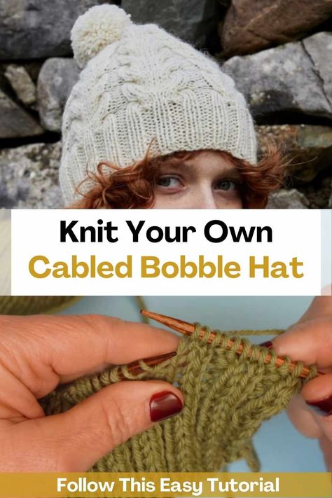 Are you looking to take your knitting skills to the next level? If you're ready to learn how to knit simple cables, you're in luck. The creator of this video has made it easy for adventurous beginners to follow along and master the art of knitting cables with the free Debbie Bliss' Cabled Bobble Hat pattern. If you're already comfortable with basic knitting techniques like knit and purl stitches, you're ready to take on this new challenge. By adding simple cables to your repertoire, you... Free Bobble Hat Knitting Pattern, Bobble Hat Knitting Pattern Free, Knitting Patterns For Hats, Hat Knitting Patterns Free, Knitting Cables, Knitting 101, Basic Knitting, Debbie Bliss, Hat Knitting Pattern