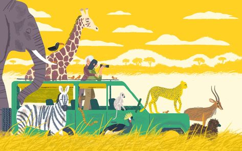 Kenya Illustration, Safari Illustration, Africa Illustration, Lisbeth Zwerger, Africa Vacation, Animal Antics, Air Balloon Rides, Architecture Design Concept, Travel Illustration