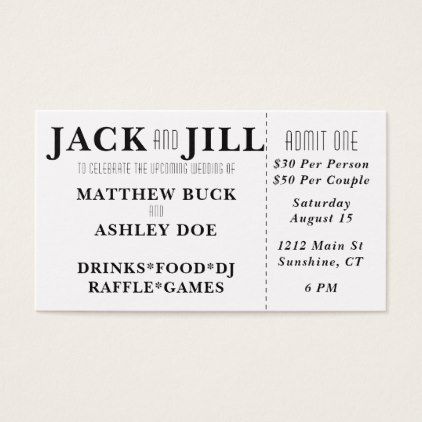 #JACK AND JILL TICKETS - #office #gifts #giftideas #business Jack And Jill Ticket Ideas, Jack And Jill Tickets, Jack And Jill Ideas Wedding, Jack And Jill Party Ideas, Stag And Doe, Jack And Jill, Wedding Kiss, Engagement Gifts, Wedding Shower