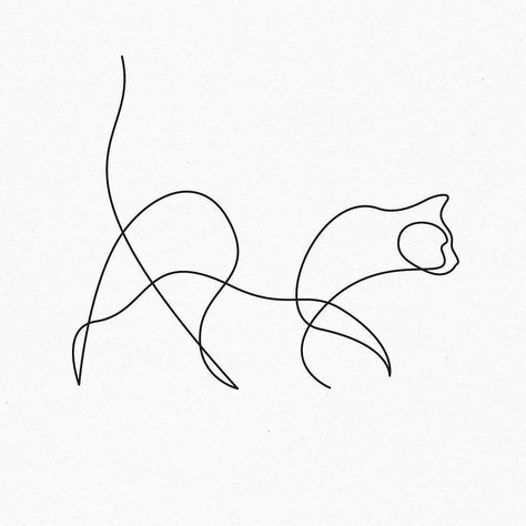 Cat study. Cuz "The smallest feline is a masterpiece." (Leonardo da Vinci)#oneline #wildlines Redwood Tattoo, One Line Animals, Minimalist Tattoo Meaning, Tier Tattoo, Paris Tattoo, Typography Tattoo, Pola Macrame, Delicate Tattoo, Tattoo Equipment