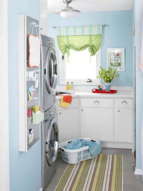 60 Amazingly inspiring small laundry room design ideas Laundry Room Design Ideas, Sink Laundry Room, Functional Mudroom, Blue Laundry Rooms, Laundry Room Storage Shelves, Laundry Shelves, Room Storage Diy, Stackable Washer And Dryer, Laundry Design