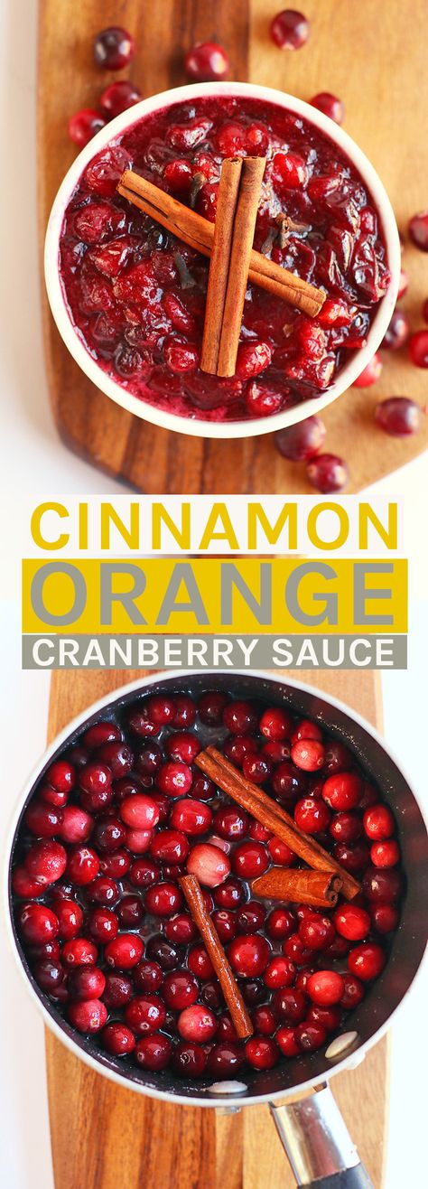 This Cinnamon Orange Cranberry Sauce is filled with fresh orange and whole spices for a easy and delicious side to your Thanksgiving meal. Vegan Cranberry Sauce Recipes, Aip Cranberry Sauce, Healthy Cranberry Sauce Recipes, Whole 30 Cranberry Sauce, Healthy Homemade Cranberry Sauce, Cranberry Sauce Ginger, Healthier Cranberry Sauce, Aip Cranberry Recipes, Cranberry Sauce With Cinnamon