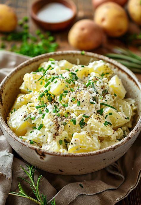 Learn How to Cook Potato Salad Recipes For Free | Recipes You'll Love, Made Easy! American Salad, Delicious Potato Salad, Potato Salad Recipes, Trendy Recipes, Potatoe Salad, Potato Salad Dressing, Easy Pasta Dinner, Creamy Potato Salad, Hard Cooked Eggs