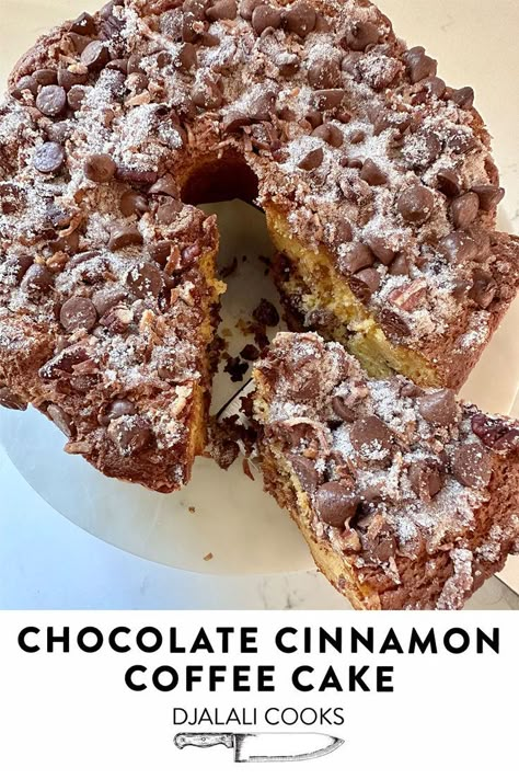 Coffee Cake Christmas, Coffee With Cinnamon Recipes, Homemade Cinnamon Coffee Cake, Chocolate Cinnamon Coffee Cake, Coffee Cake With Cake Mix Boxes, Chocolate Coffee Cake, Cinnamon Chocolate Chip Coffee Cake, Cinnamon Swirl Coffee Cake Bread, Chocolate Coffee Cake Recipes