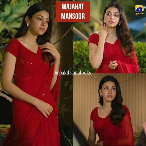 Anmol Baloch is seen wearing a Wajahat Mansoor saree in drama serial Shiddat ♥️ Styled by @anilamurtaza Article Name: *please contact… | Instagram Shiddat Drama, Anmol Baloch Dresses, Red Shawl With Resham Embroidery, Red Bollywood Jamawar Shawl, Sanam Baloch Dresses, Anmol Baloch, Hania Amir Red Saree, Shriya Sharan Red Saree, Shoes Guide