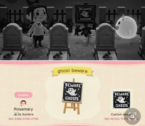 Acnh Ghost Design, Spooky Acnh Ideas, Acnh Creepy Codes, Dark Animal Crossing Theme, Animal Crossing Spooky Path Codes, Acnh Scary Designs, Acnh Spooky Codes, Animal Crossing Design Codes Spooky, Acnh Clothes Design Id Goth